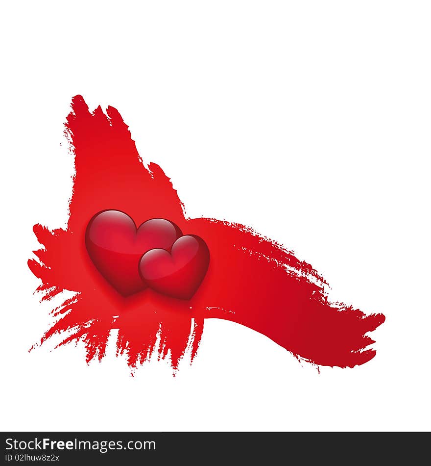 Two vector heart. Abstract background.