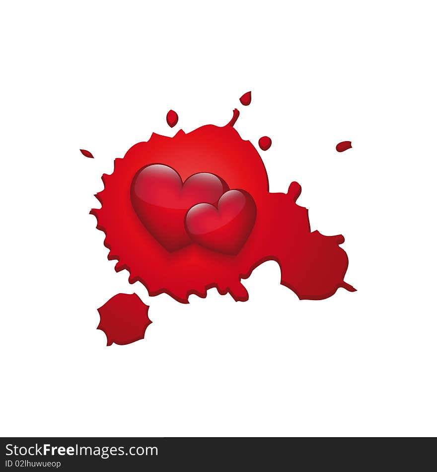 Two vector heart. Abstract background.