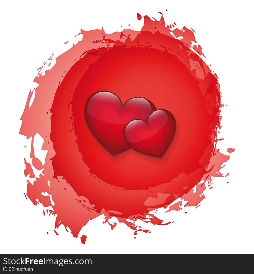 Two vector heart. Abstract background.