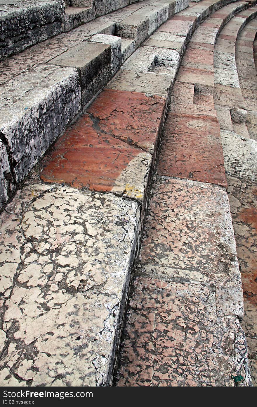 Ancient rock steps showing cracked stone and detail. Ancient rock steps showing cracked stone and detail