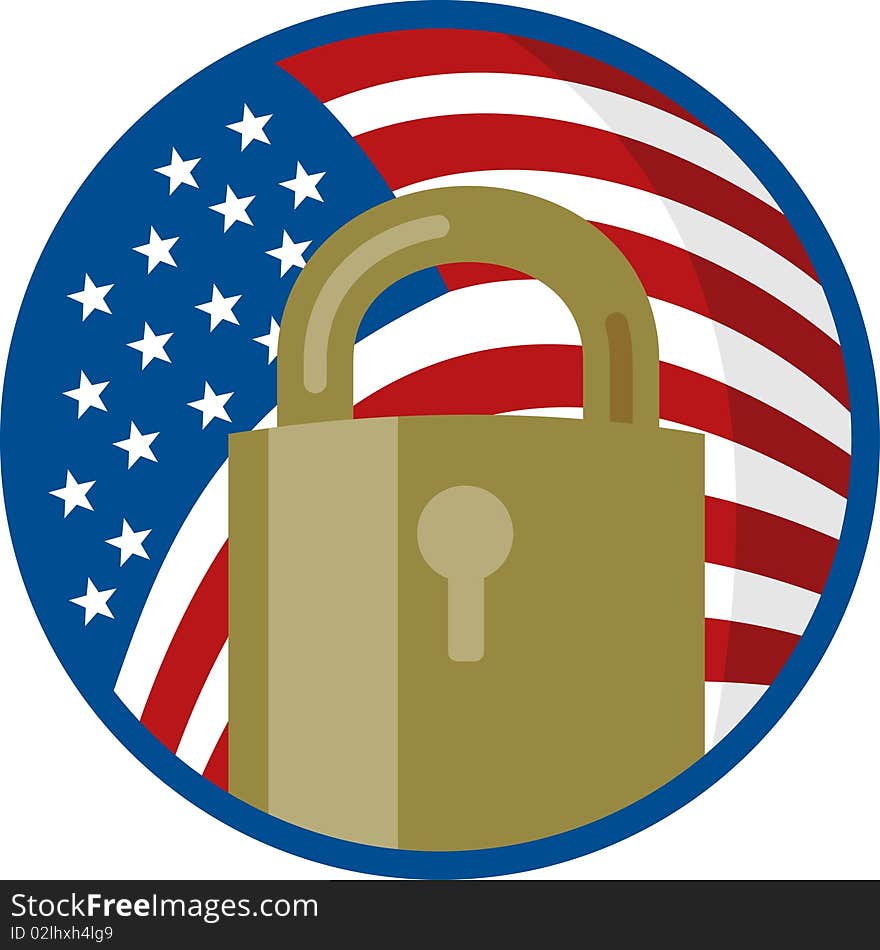 Padlock with american flag