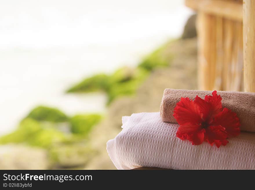 Red Flower On Towels