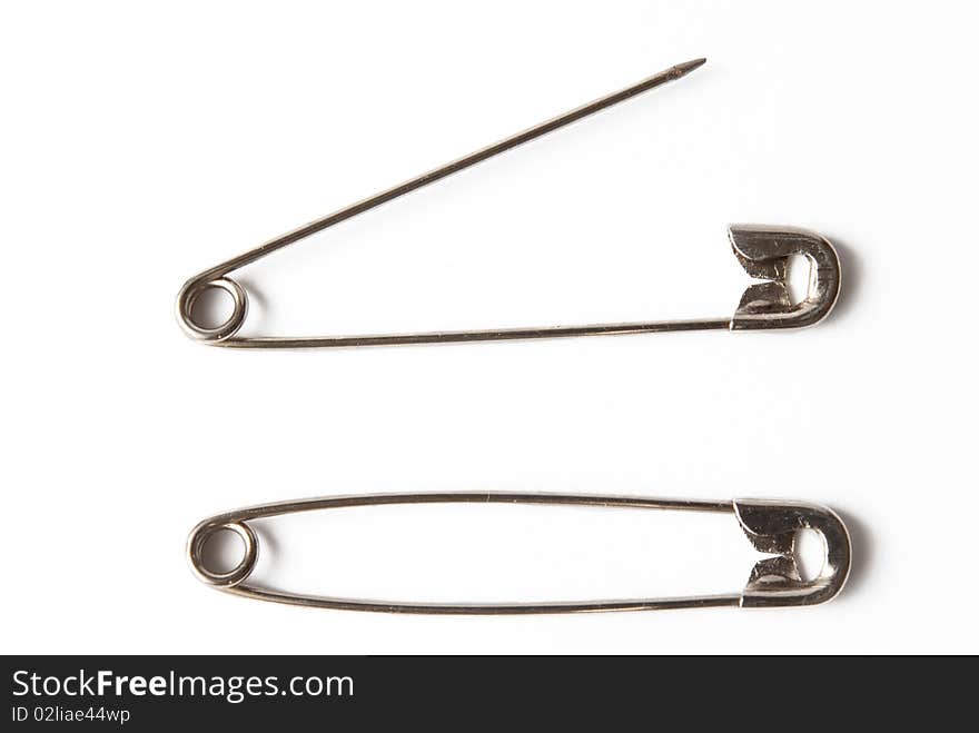 Closed and open safety pin