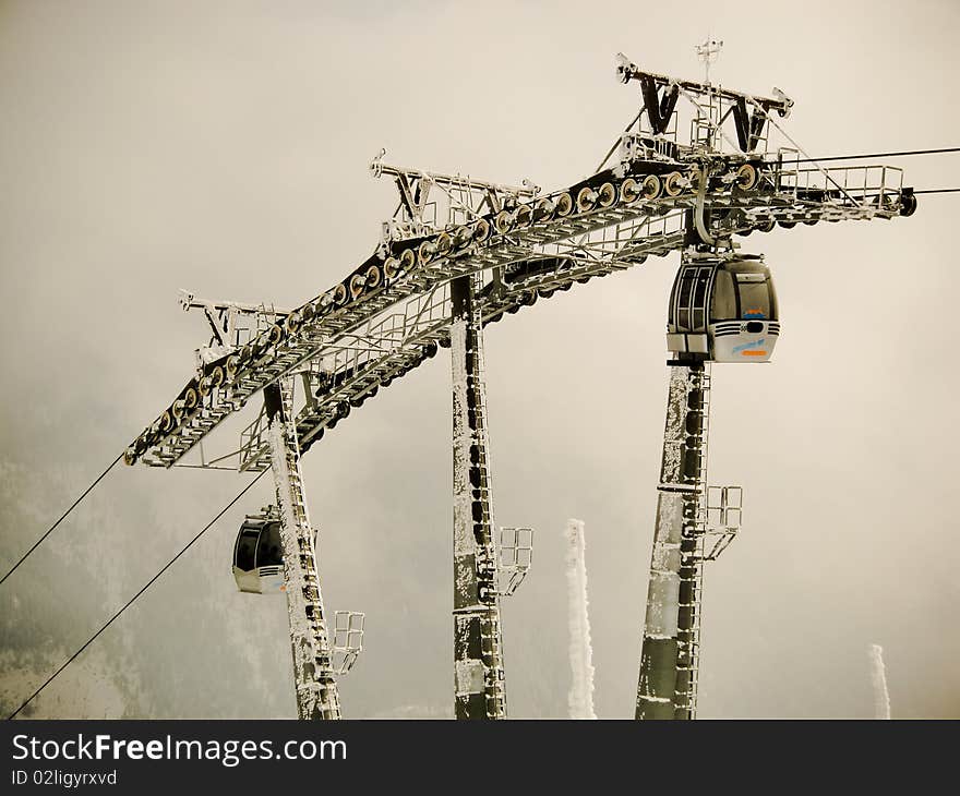 A ski lift's tower in the Austrian alps. A ski lift's tower in the Austrian alps.