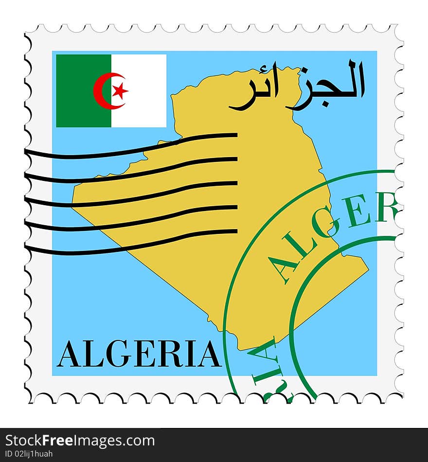 Vector stamp in colors of Algeria. Vector stamp in colors of Algeria