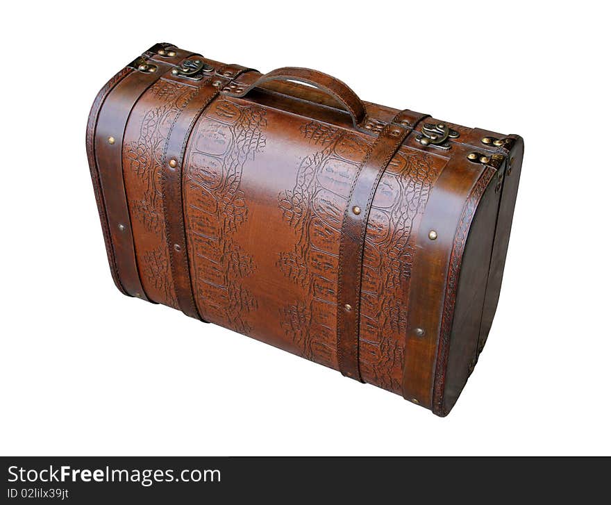 Old-style travel bag with a white background. Old-style travel bag with a white background.