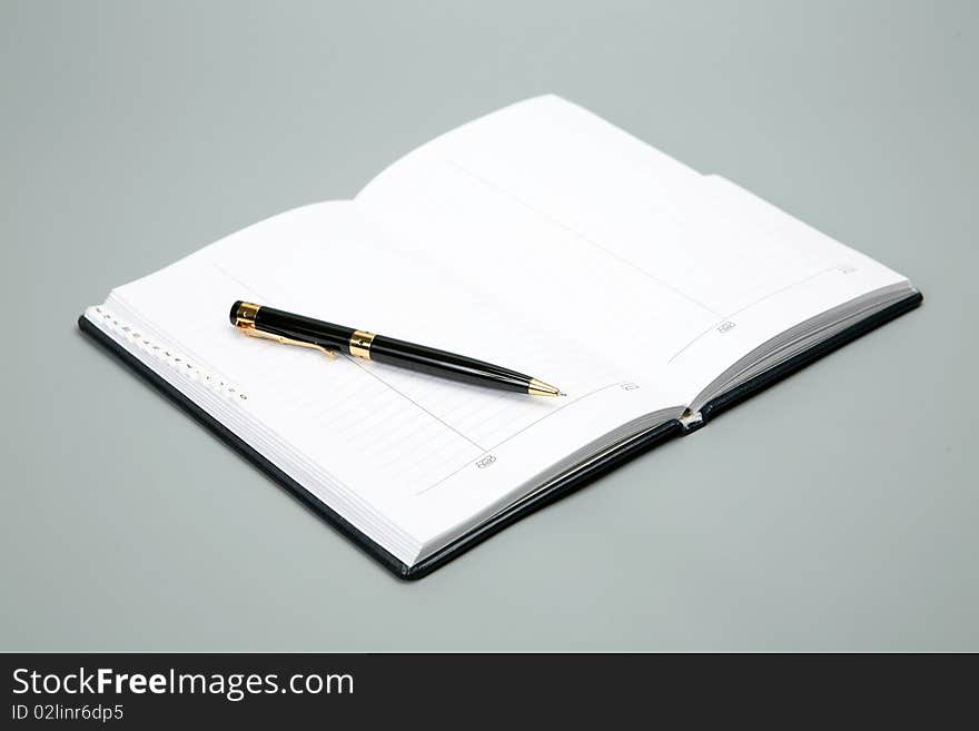 Office accessories on a grey background