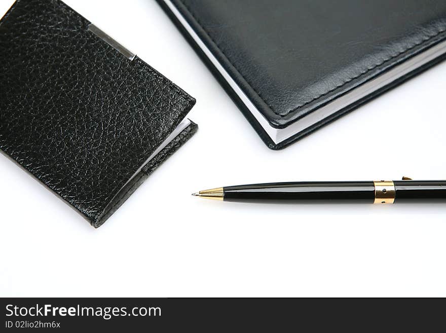 Office accessories on a white background