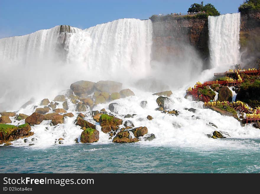 The waterfall and the rocks