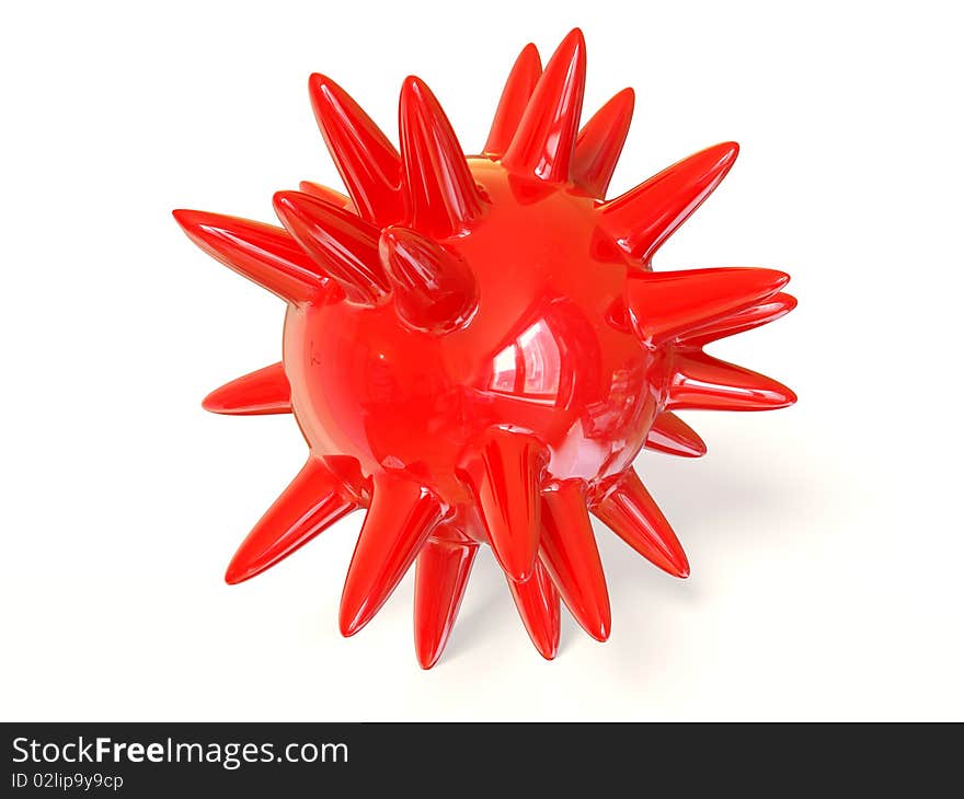 Red sharp ball on white background isolated. Red sharp ball on white background isolated