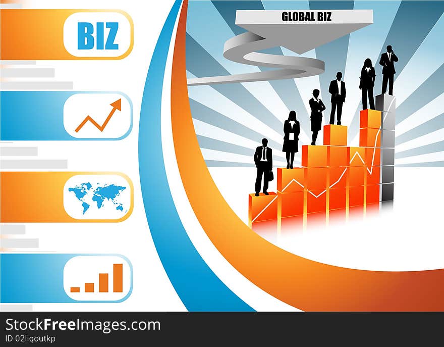 Illustration of business team with graph.Very useful business concept. Illustration of business team with graph.Very useful business concept