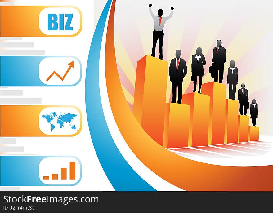 Illustration of business team with graph.Very useful business concept. Illustration of business team with graph.Very useful business concept