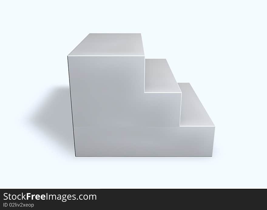 3d image, stair on white background