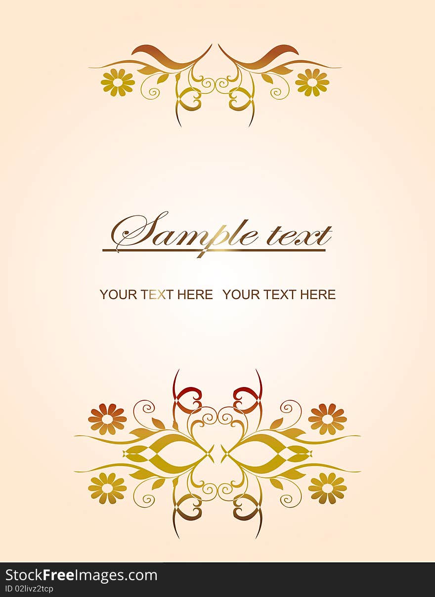 Golden vintage template   with flowers