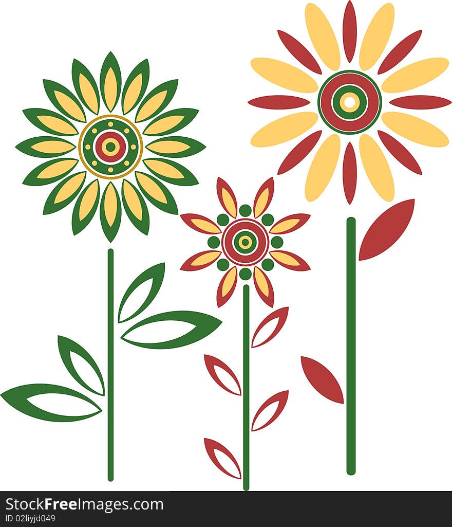 Abstract vector flowers