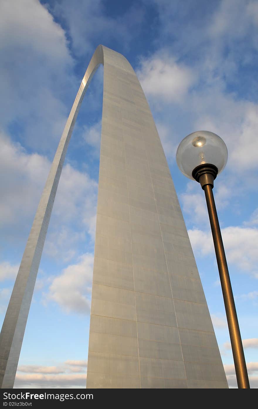 Saint Louis Arch against blue sky and clouds