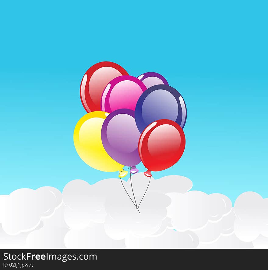 Vector color background with balloons. Vector color background with balloons.