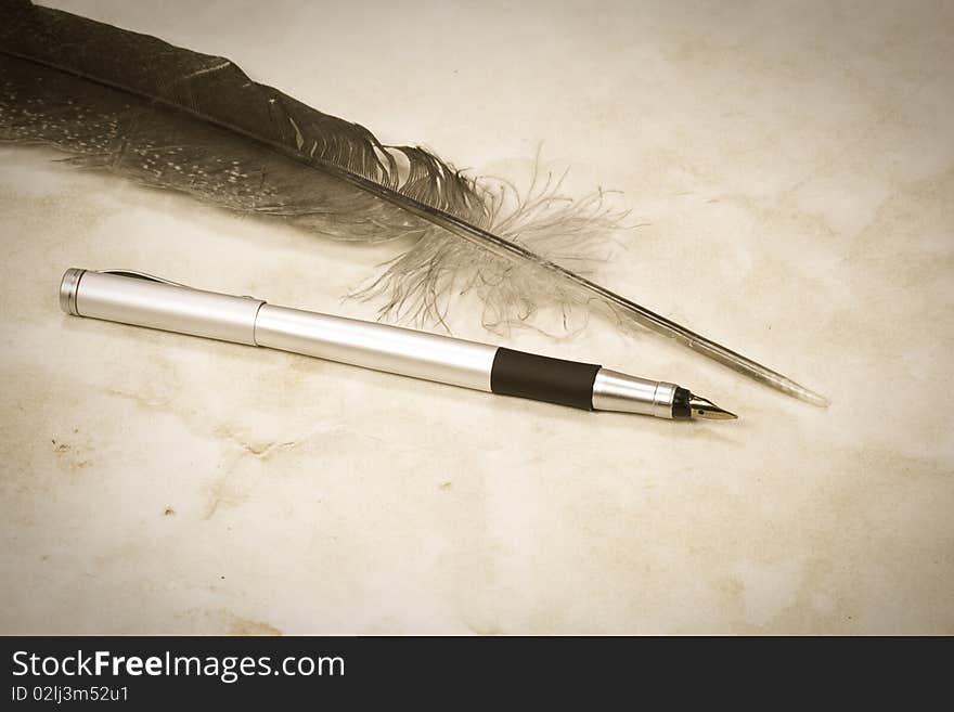 Sepia image of feathers