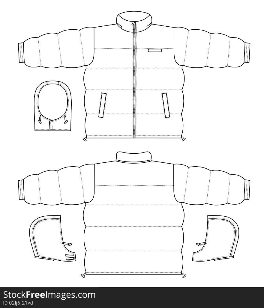 Outline black-white jacket  illustration isolated on white. EPS8 file available.
You can change the color or you can add your logo easily.