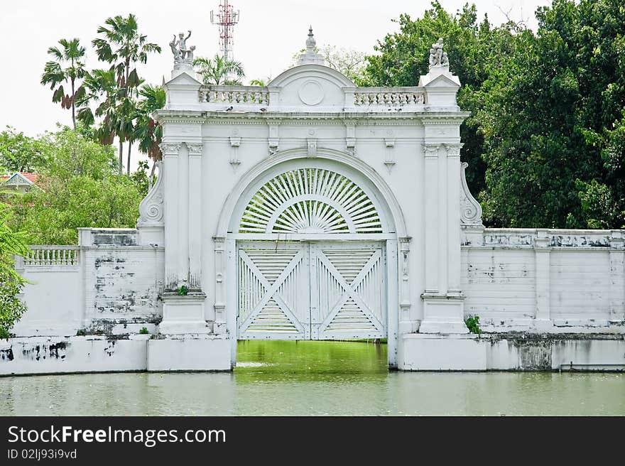 Ancient Europe style White water gate, Ayutthaya Thailand.