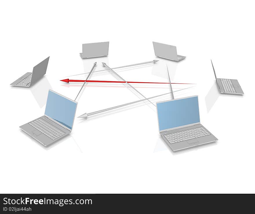 Tridimensional metal laptop (network concept)