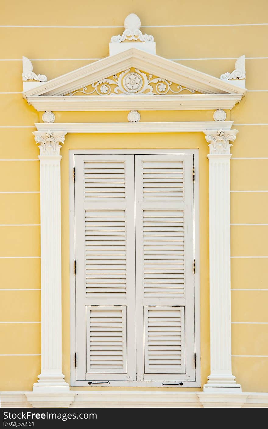 A closed window in Europe style,Ayutthaya Thaialnd. A closed window in Europe style,Ayutthaya Thaialnd