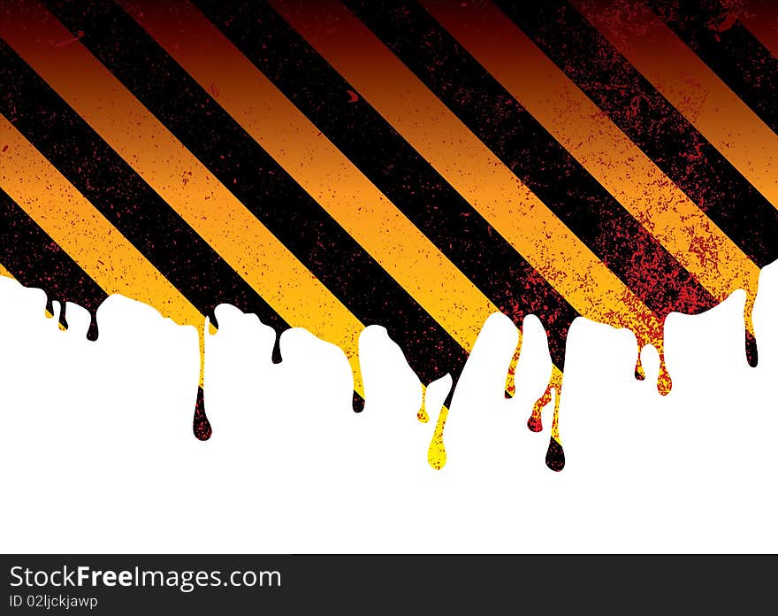 Oil spill or slick background with warning stripes and ink splats. Oil spill or slick background with warning stripes and ink splats