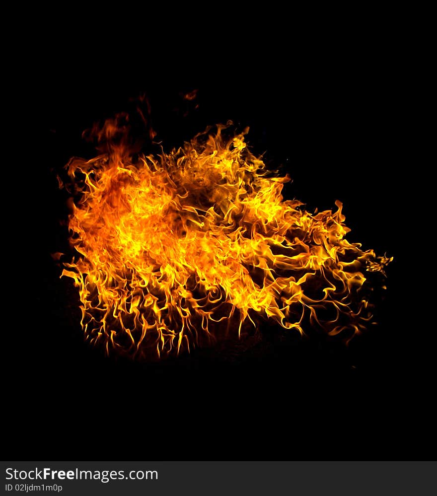 Isolated flame on black background