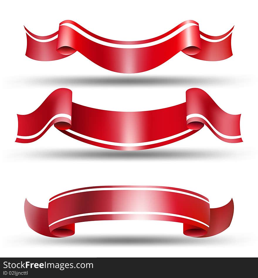 Red labels. Vector set