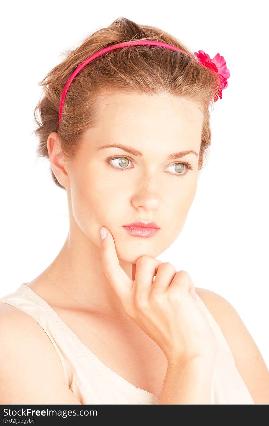 Close Up Portrait Of Thoughtful Girl