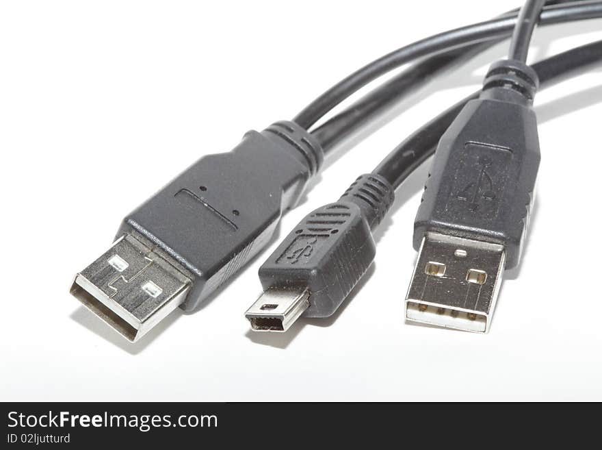 Black USB-connectors, full-size and mini.