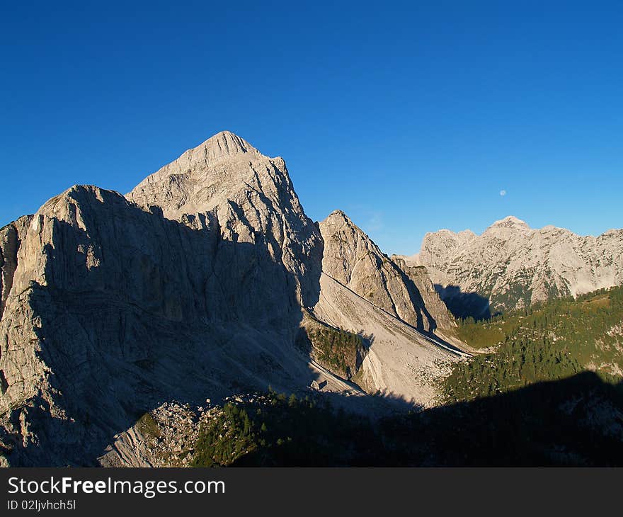 Alpine mountains in a clear weather. Alpine mountains in a clear weather