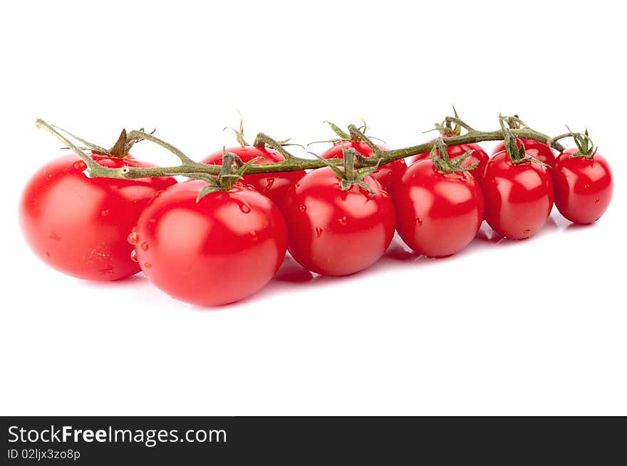 Cherry tomatoes isolated on white background.