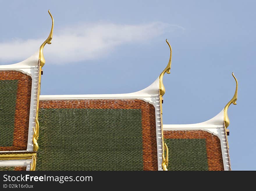 Roof of Wat Phra Keaw at Bangkok, Thailand