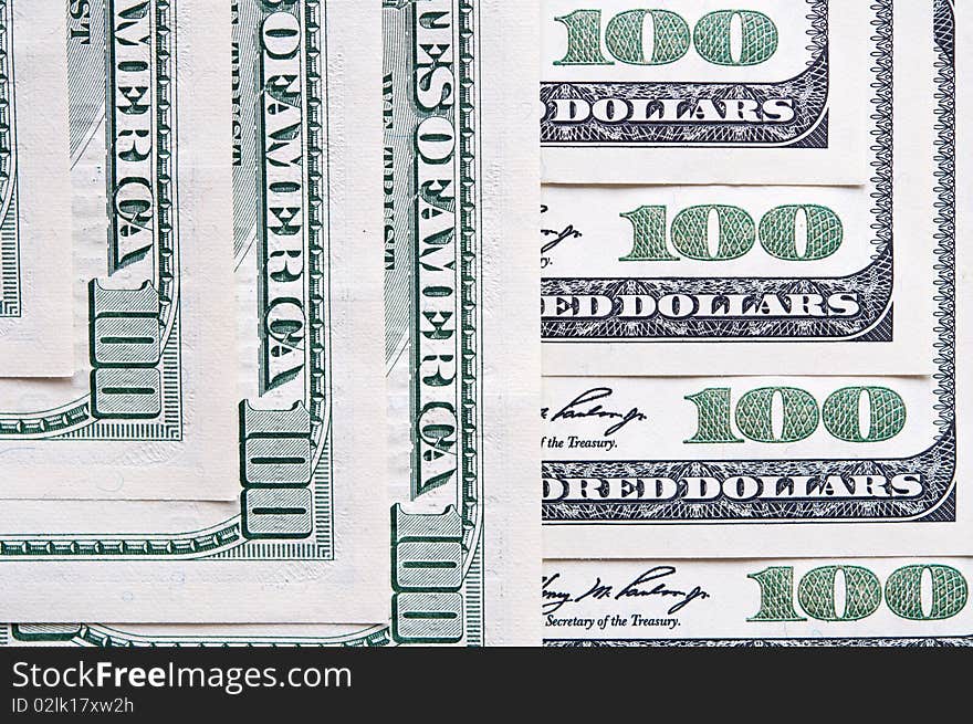 Dollar hundred banknote background. closeup. Dollar hundred banknote background. closeup