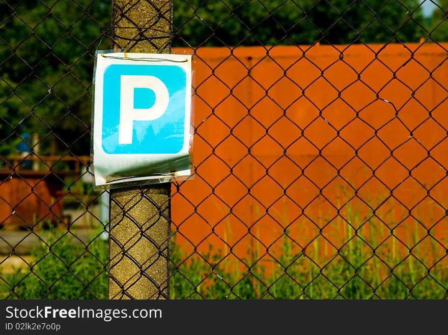 Parking sign and red backgroun. Parking sign and red backgroun