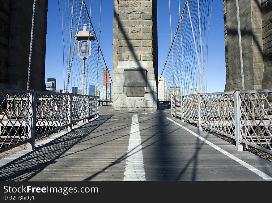 View of the Brooklyn bridge in New York