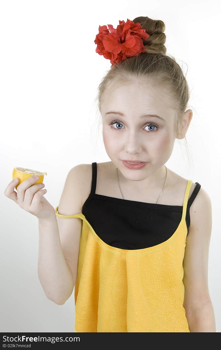 Girl Eating An Lemon