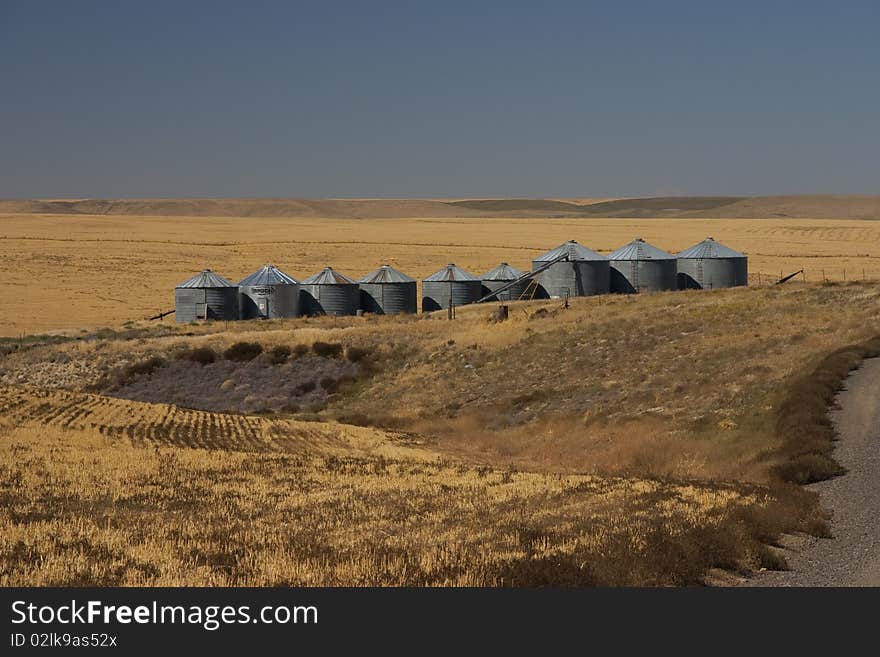 Silos in the countryside of the State of Idaho