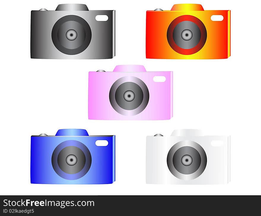 Illustration of my own design for modern camera in different colors. Illustration of my own design for modern camera in different colors