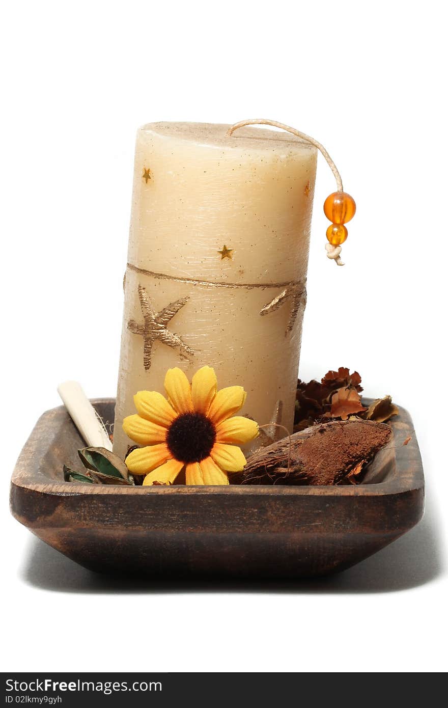 Zen candle isolated for romance and serenity