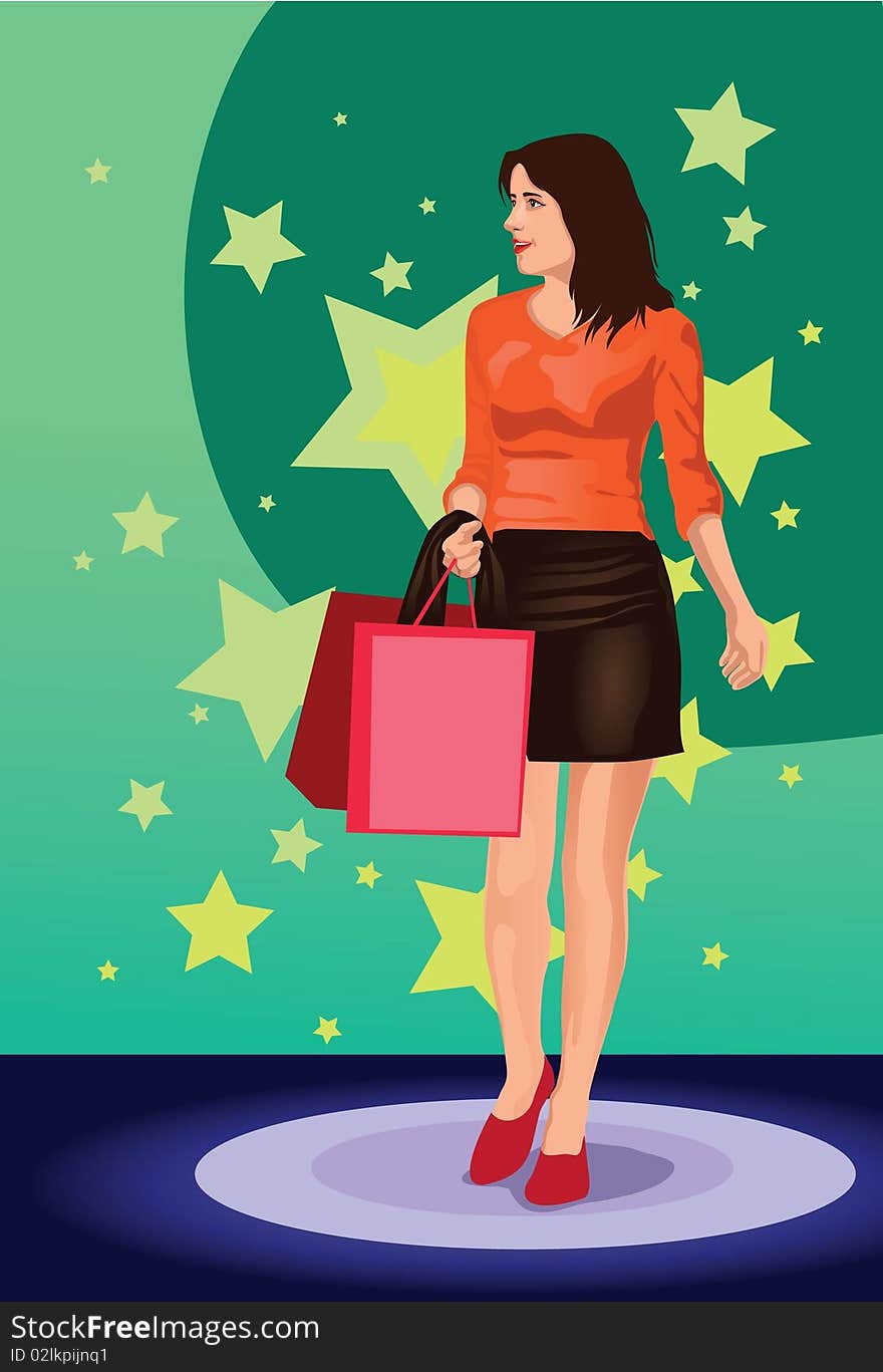 Image of a female shopper who is shopping in a mall. Image of a female shopper who is shopping in a mall.