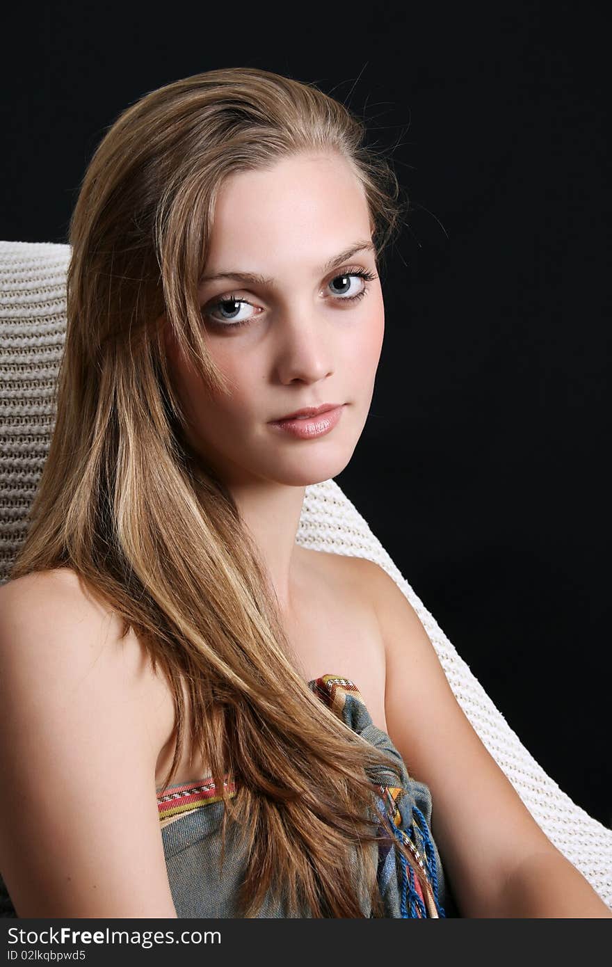 Beautiful young female model with blue eyes. Beautiful young female model with blue eyes