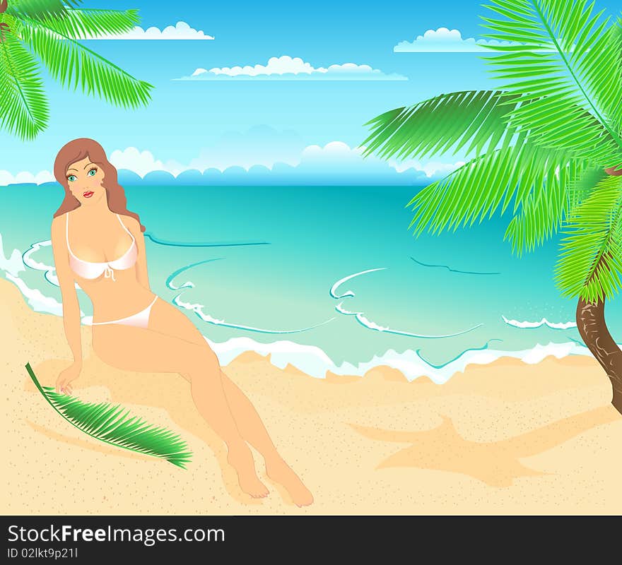 Prettu young woman on the beach. Prettu young woman on the beach