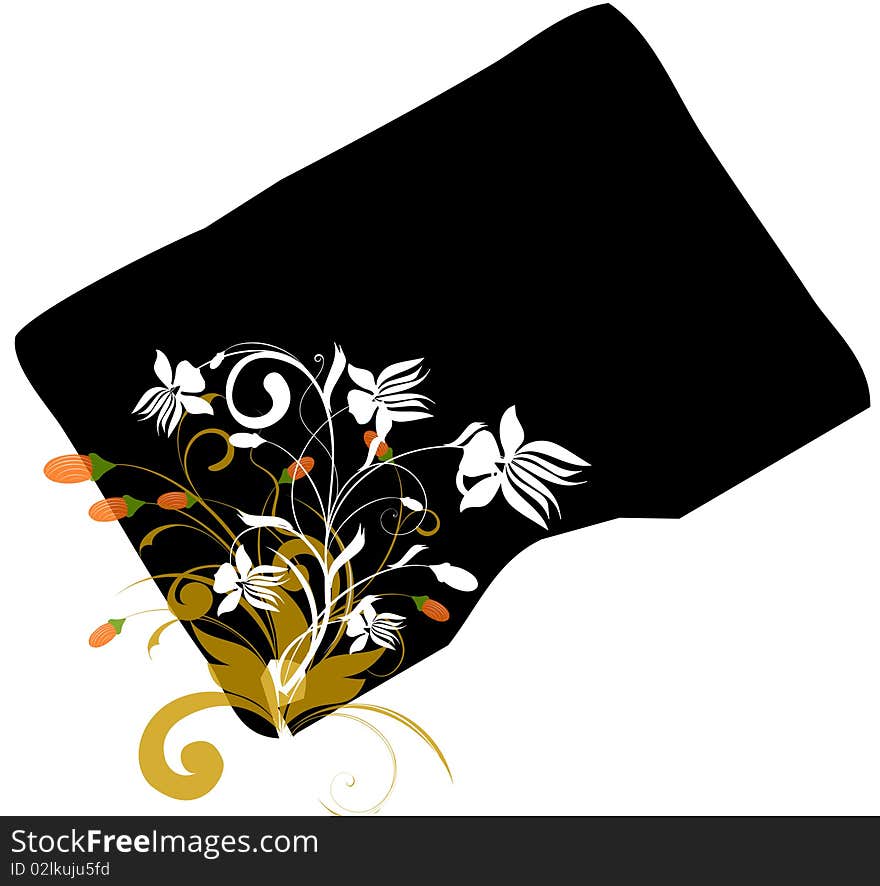 Abstract floral background with black frame