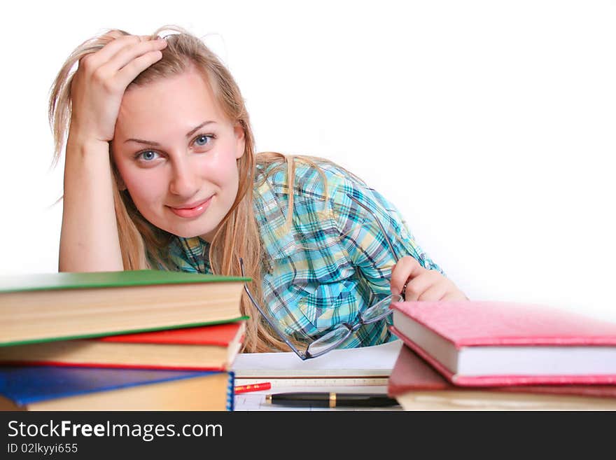 Portrait of a beautiful young female student .