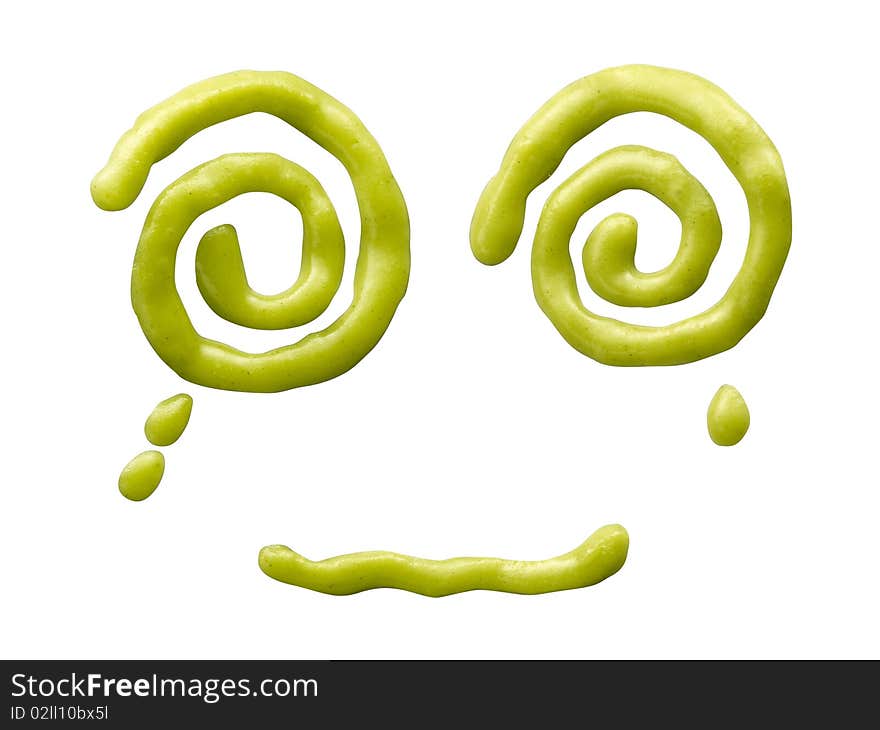 Mustard smiling face on white background