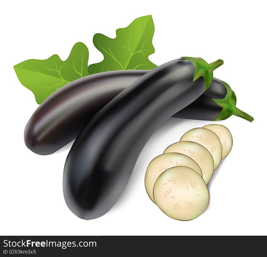 Aubergine with leaves