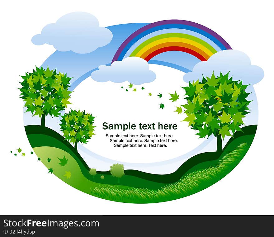 Abstract background with rainbow end trees