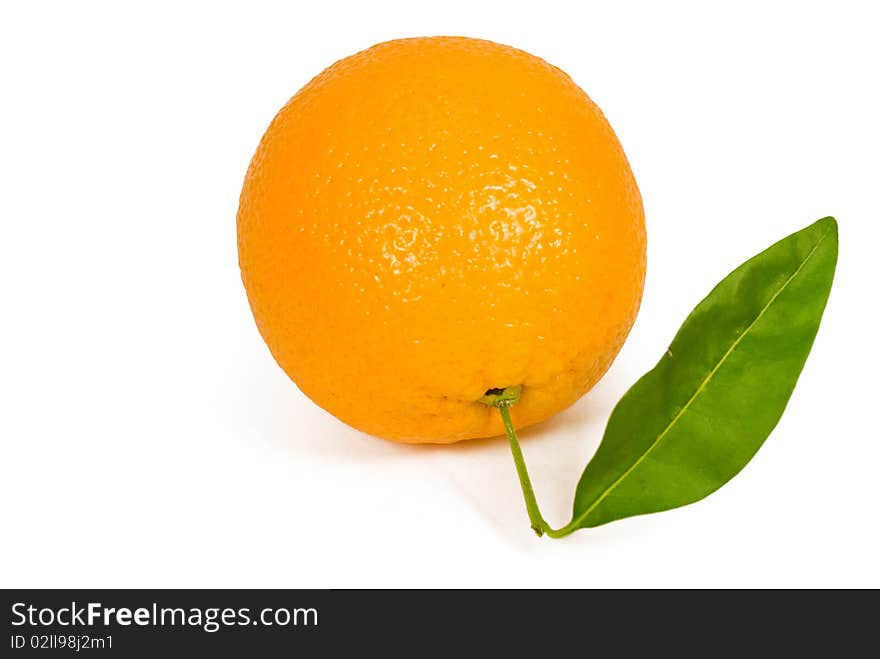 Orange with leaf